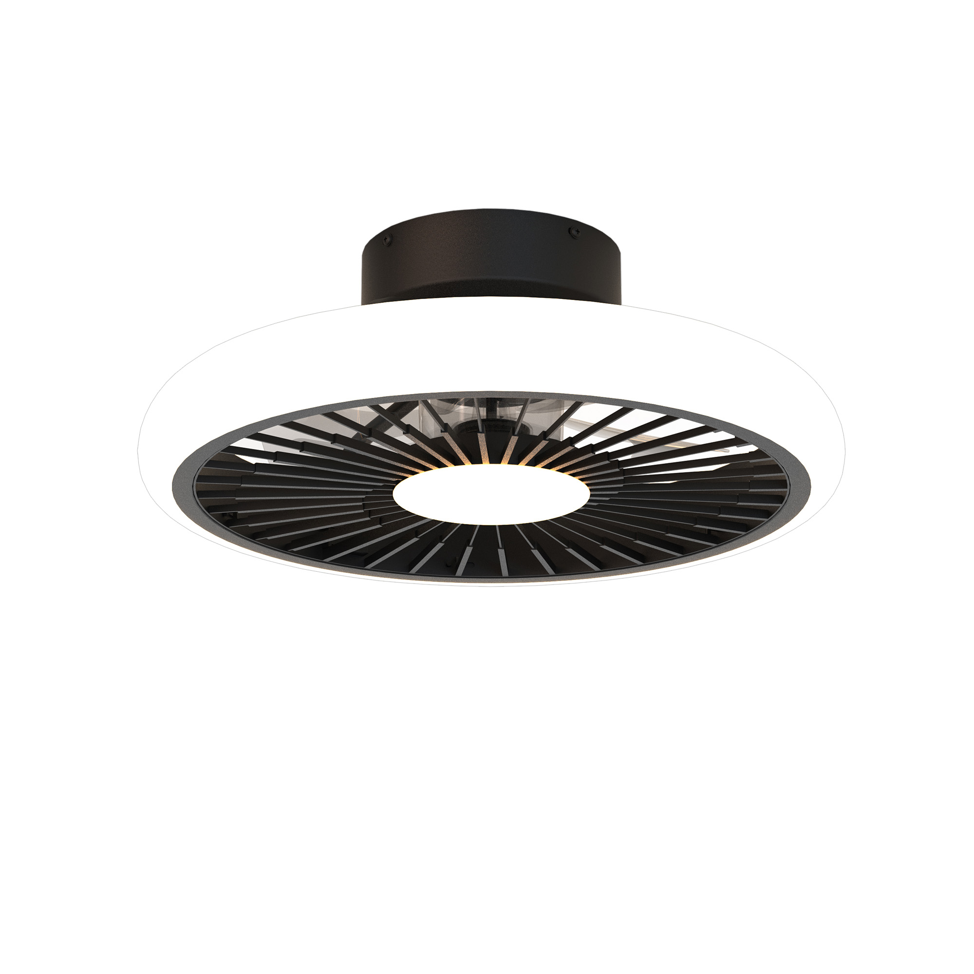 M8232  Turbo 55W LED Dimmable Ceiling Light & Fan, Remote Controlled Black